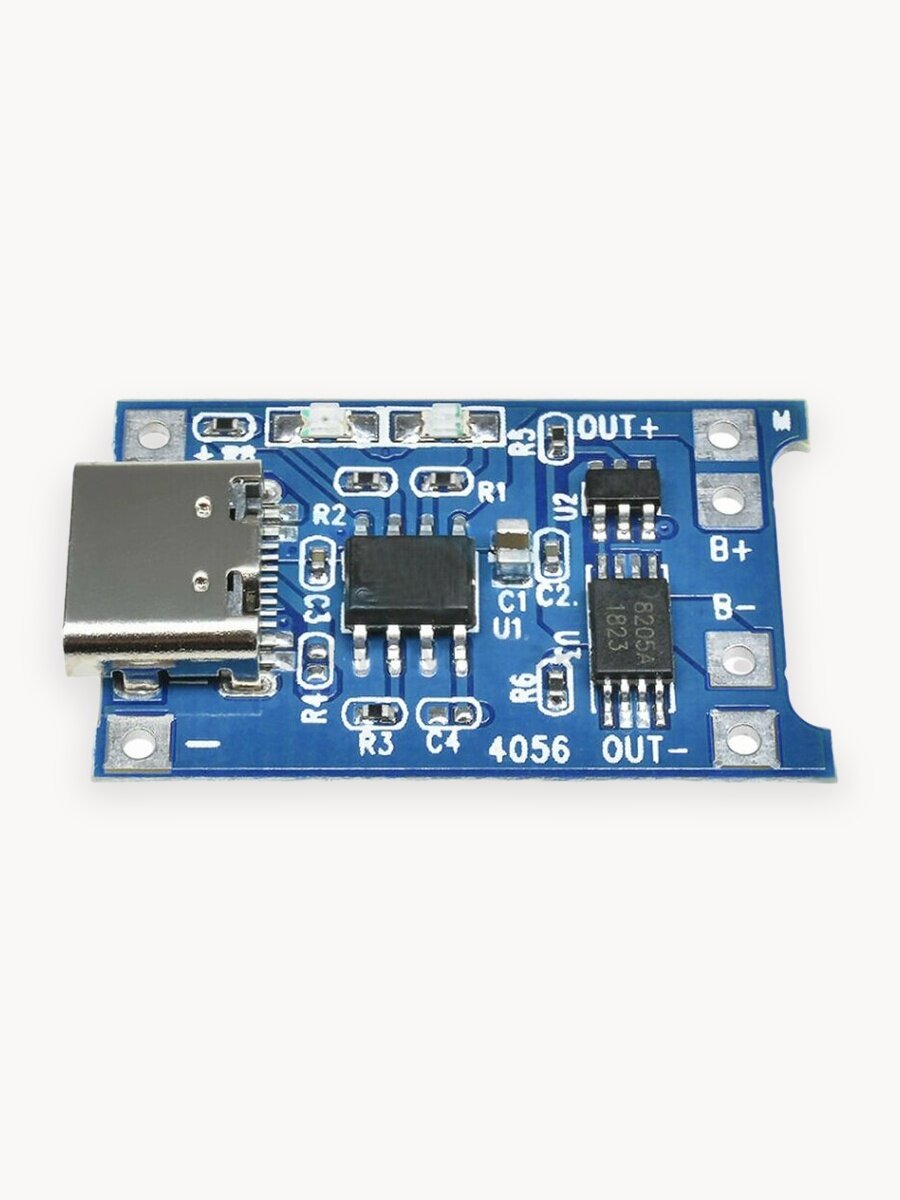 Модуль заряда Li-ion аккумуляторов TP4056, гнездо type-C 5В 1А 2 шт, Интеграционная Плата Контроллер зарядки Литиевых Батарей с защитой 5V 1A