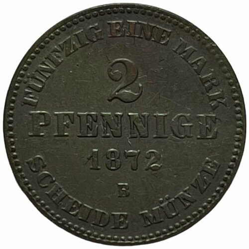 Германия, Мекленбург-Шверин 2 пфеннига 1872 г. (B) клуб нумизмат монета 3 пфеннига мекленбург шверина 1861 года медь а
