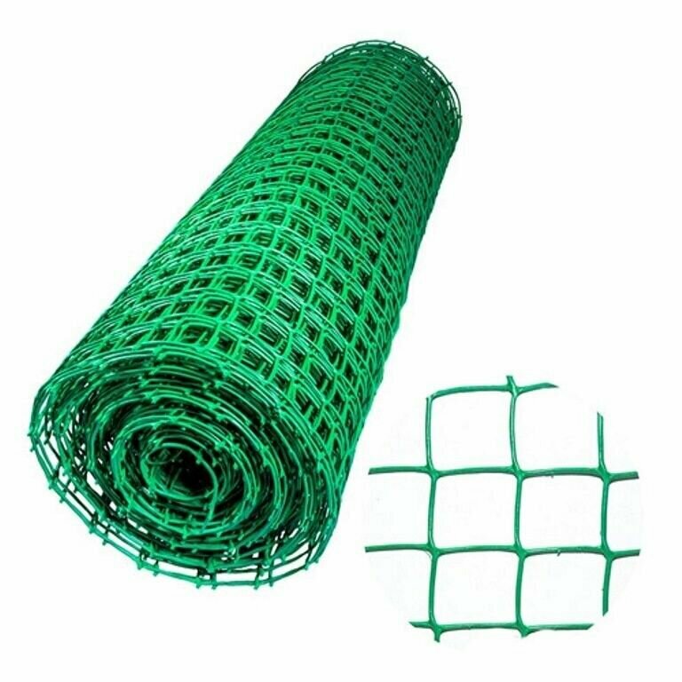 Сетка садовая Kraftcom ячейка 20х20 мм, 1м х 10м / сетка пластиковая для вьющихся растений, для забора, от птиц