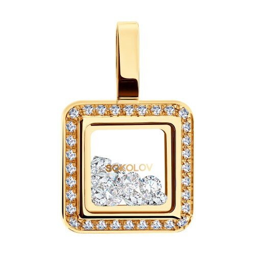 Подвеска Diamant online, золото, 585 проба, фианит, минеральное стекло
