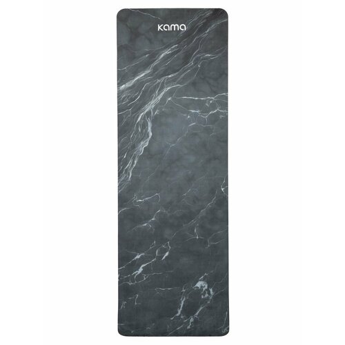Коврик для йоги и фитнеса Kama, 6 мм, нескользящий, TPE, микрофибра, , черный мрамор