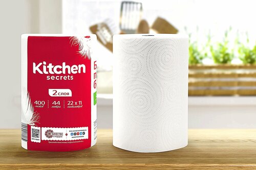 Полотенца бумажные Kitchen Secrets , 1 рулон, 400 листов х 2 шт.