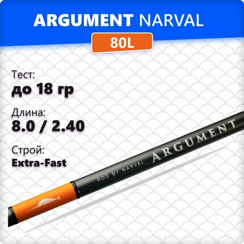 Спиннинг Narval Argument 80L max 18gr/240cm / удилище Нарвал Аргумент для лайт джига / На щуку, судака, окуня / Для лодки и берега