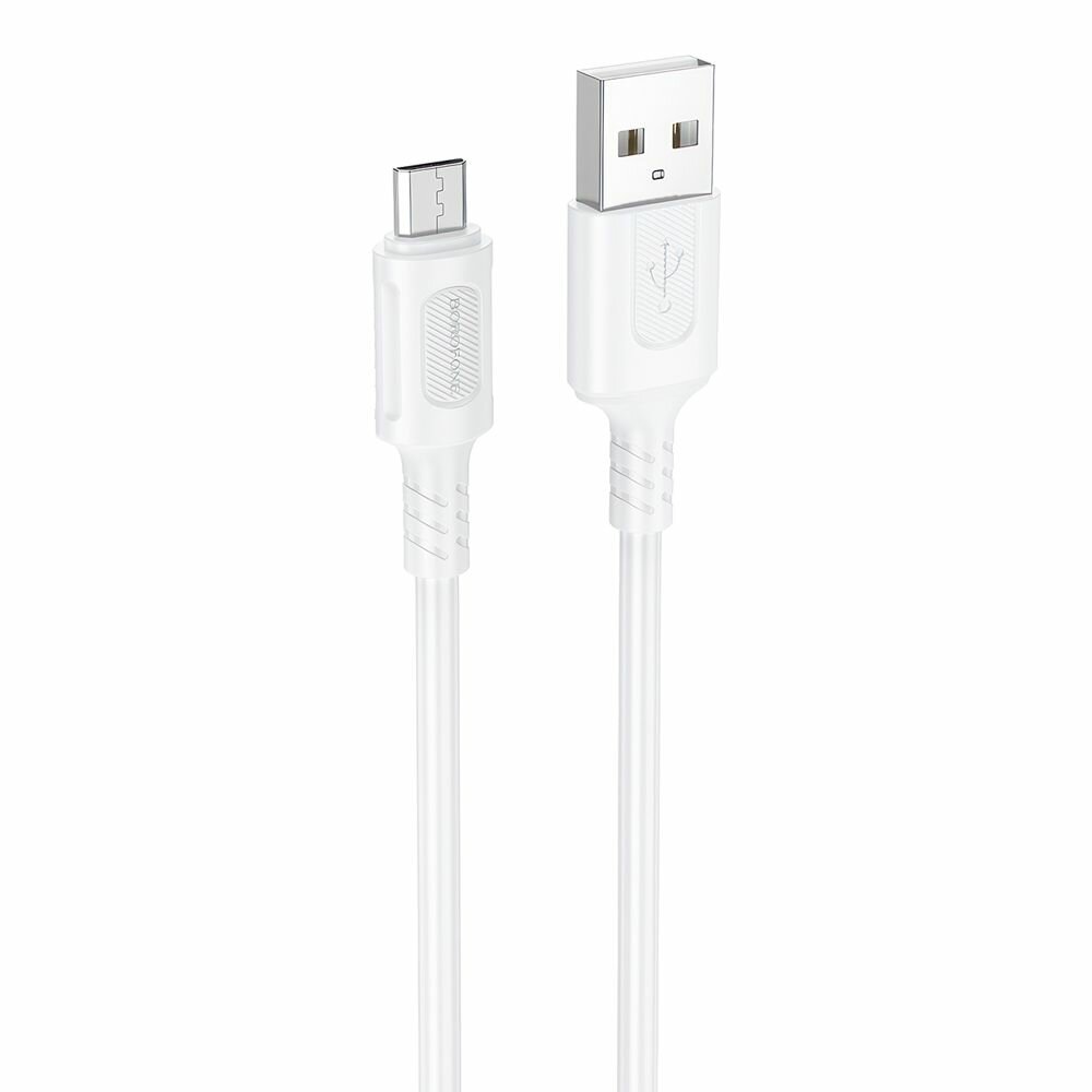 USB кабель BOROFONE BX111 Feliz MicroUSB, 2.4А, 1м, PVC (белый)