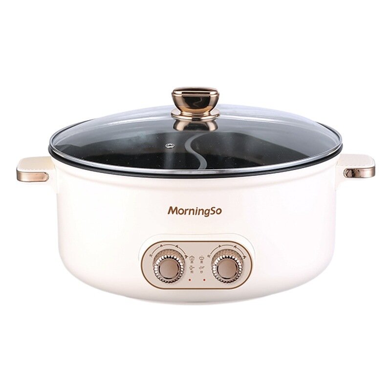 Кастрюля Yuanyang Electric Hot Pot, 5л, двойное управление температурой, цвет "Утка-мандаринка" — фото 1