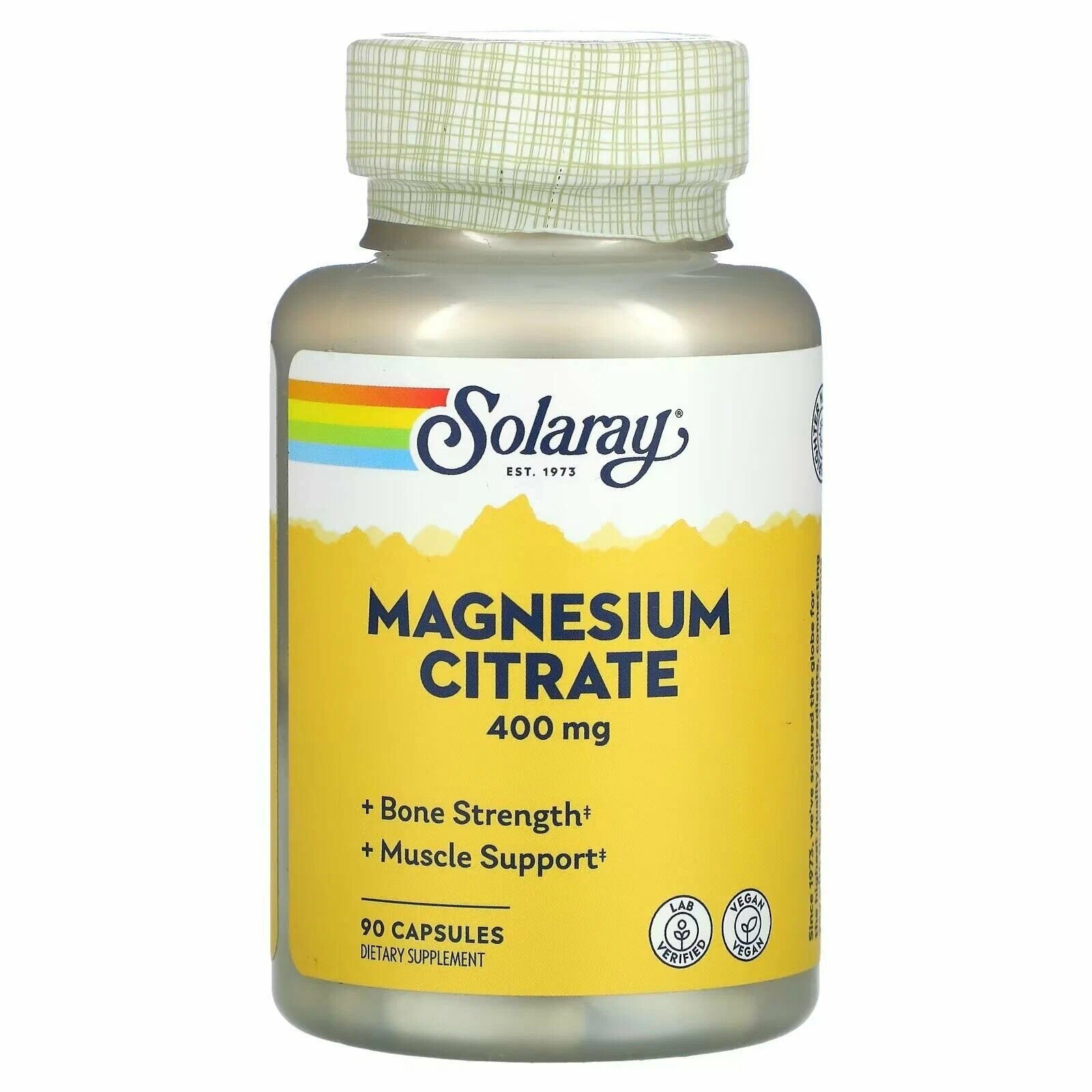 Solaray Magnesium Citrate Магния цитрат, дозировка 400 мг, 90 капсул