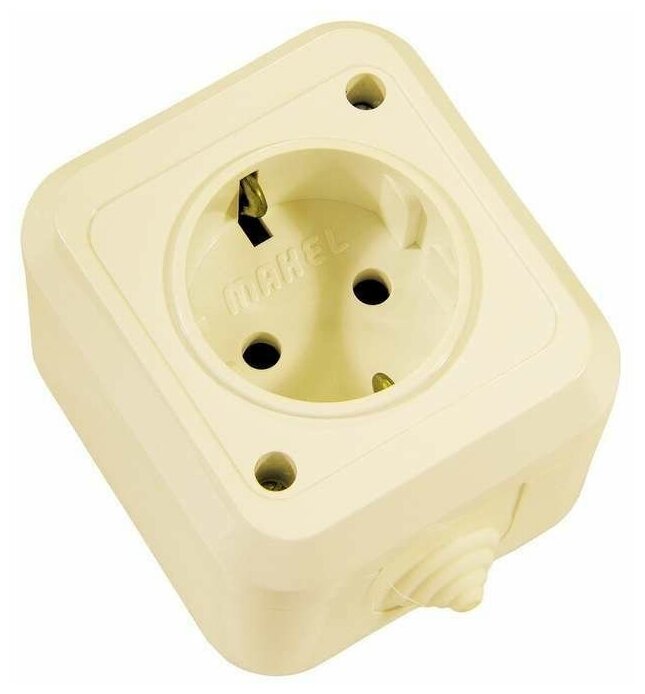 Makel Розетка 1-м ОП 16А IP44 с заземл. п/герм. крем. Makel 18208
