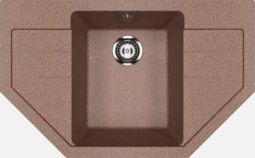 Изображение товара Мойка кухонная Ulgran U-609 -307 угловая, 79x49, мойка для кухни, с крылом, трапеция, коричневая, матовая