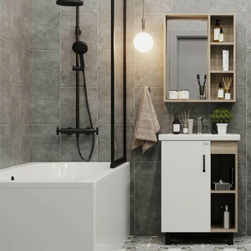 Изображение товара Мебель для ванной комнаты Onika Тимбер 60.01 белая, дуб сонома