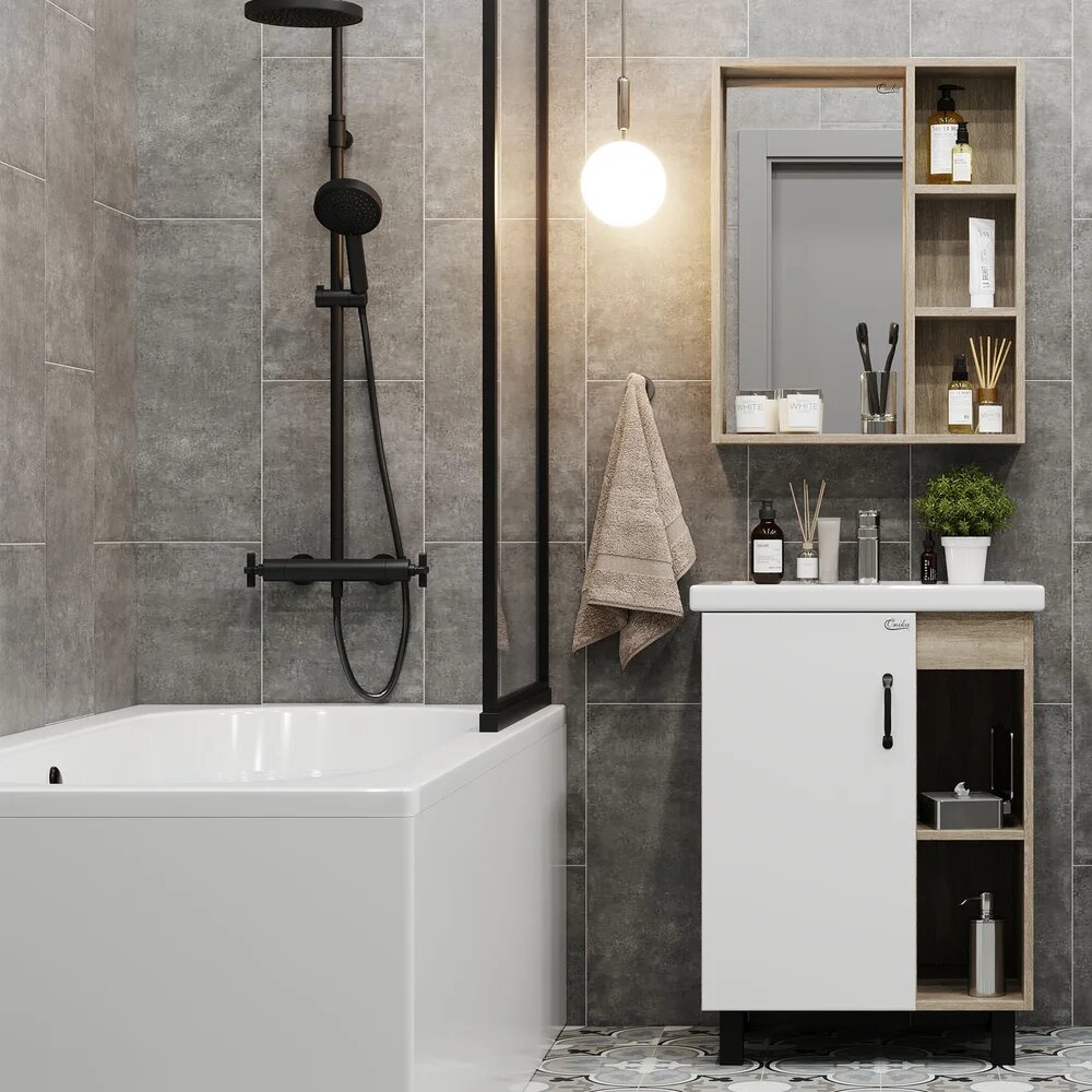 Мебель для ванной комнаты Onika Тимбер 60.01 белая дуб сонома