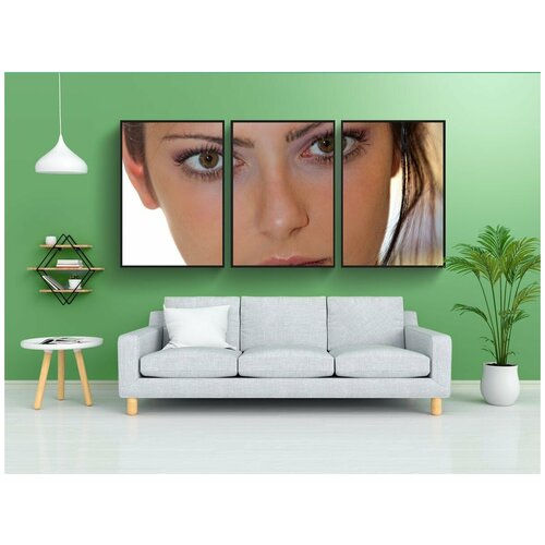 фото Набор модулных постеров для интерьера "зеленые глаза, глаза, красота" 60x90 см. в тубусе, без рамки lotsprints