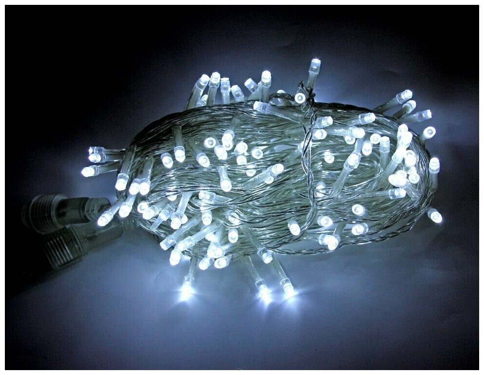 Светодиодная гирлянда 120 холодных белых LED ламп 12 м, прозрачный ПВХ, соединяемая, IP44, SNOWHOUSE LD120-W-E