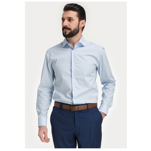 фото Рубашка мужская длинный рукав greg 210/199/cl/zv, приталенный силуэт / slim fit, цвет голубой, рост 186-194, размер ворота 38