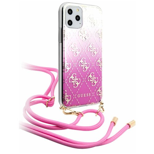 фото Чехол guess для iphone 11 pro 4g cord collection hard pc/tpu gradient pink