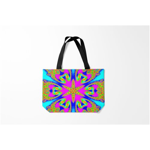 фото Сумка-шоппер / 46х35 см / неоновые принты / разные неоновый фрактал burnettie
