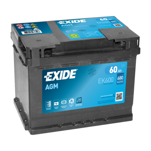 фото Аккумулятор 60ач 680а start-stop agm 242*175*190мм обратная полярность exide