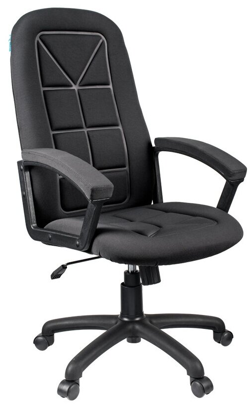Кресло руководителя HELMI HL-E89 "Blocks", ткань S черная, мягкий подлокотник