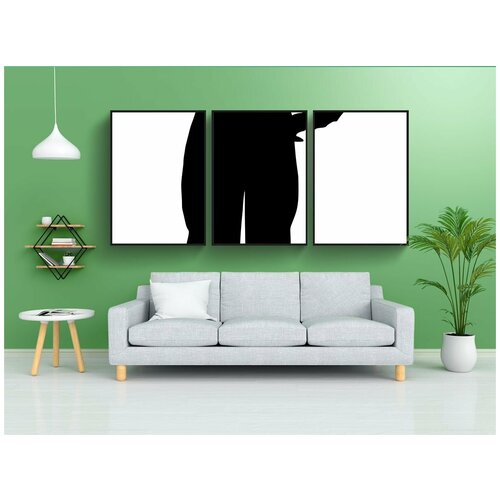 фото Набор модулных постеров для интерьера "силуэт человека, человек, в одиночестве" 60x90 см. в тубусе, без рамки lotsprints