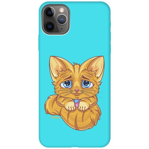 фото Ультратонкая защитная накладка soft touch для apple iphone 11 pro max с принтом "crying cat" мятная gosso