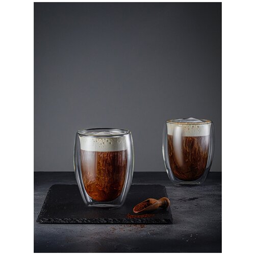 фото Кружки из двойного стекла / бокалы стеклянные для напитков / стаканы универсальные / кружка для чая / кружка для кофе / набор кружек стеклянных dg-g-350-2, 2 шт. x 350 мл rohe