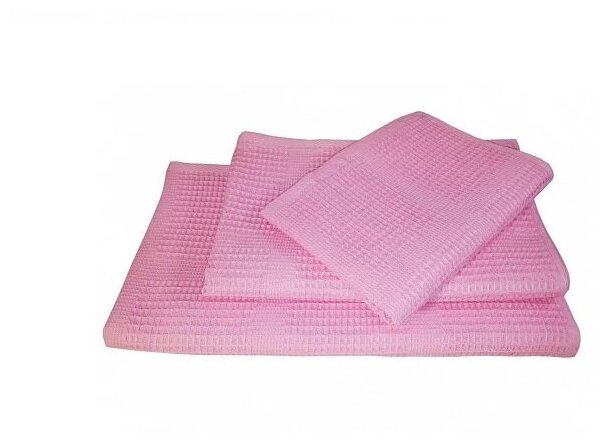 Полотенце вафельное 65х135 см, цв. розовый