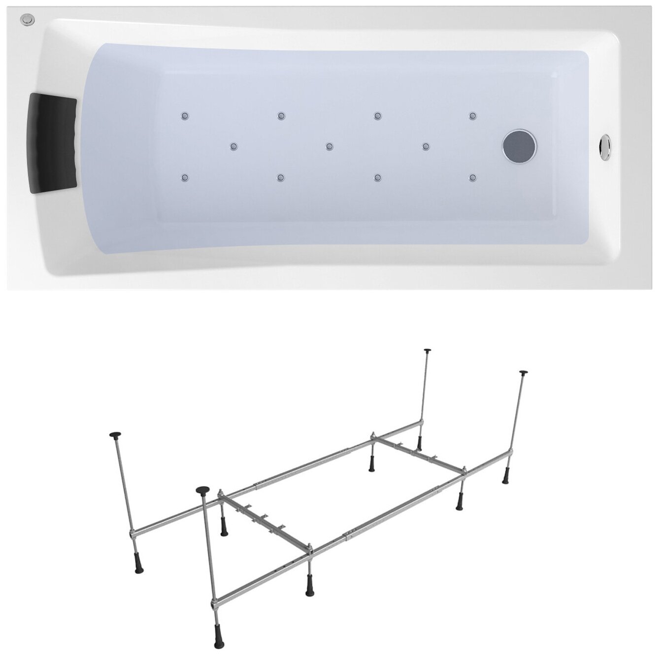 Аэромассажный комплект 4 в 1 Lavinia Boho One 360510A0, акриловая ванна 170x70 см, каркас, подголовник