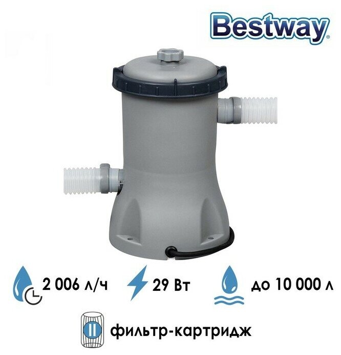 Фильтр-насос для бассейнов, с картриджем II, 2006 л/ч, 58383 Bestway