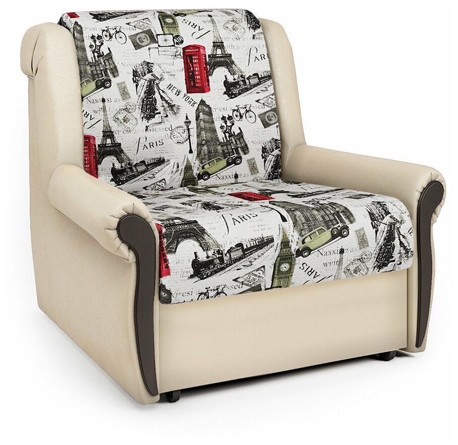 Кресло-кровать Аккорд М велюр Париж и экокожа беж