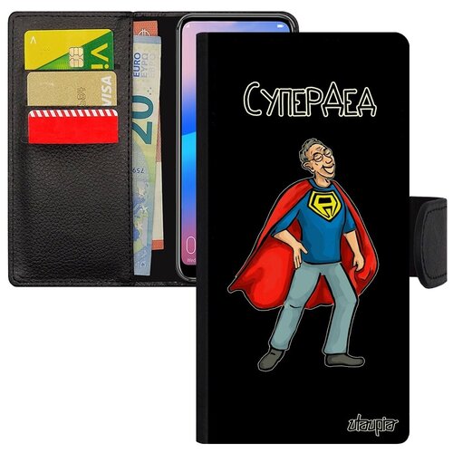 фото Противоударный чехол книжка для мобильного // galaxy a10 // "супердед" дедушка дедуля, utaupia, черный