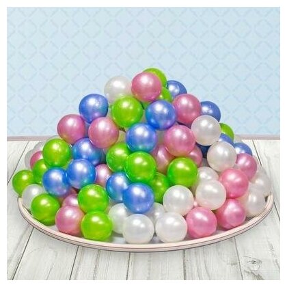 Шарики для сухого бассейна Перламутровые, диаметр шара 7,5 см, набор 50 штук, цвет розовый, голубо .