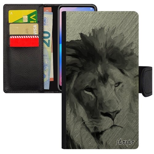 фото Противоударный чехол книжка на смартфон // samsung galaxy a5 2017 // "лев" дизайн самец, utaupia, серый