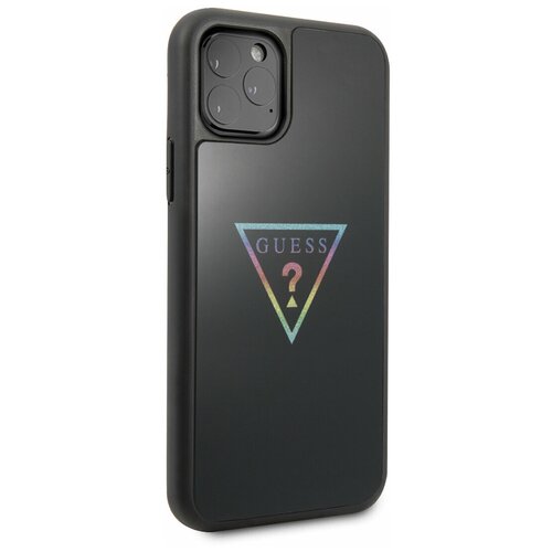 фото Чехол guess для iphone 11 pro iridescent glitter triangle logo hard pc/tpu multicol black