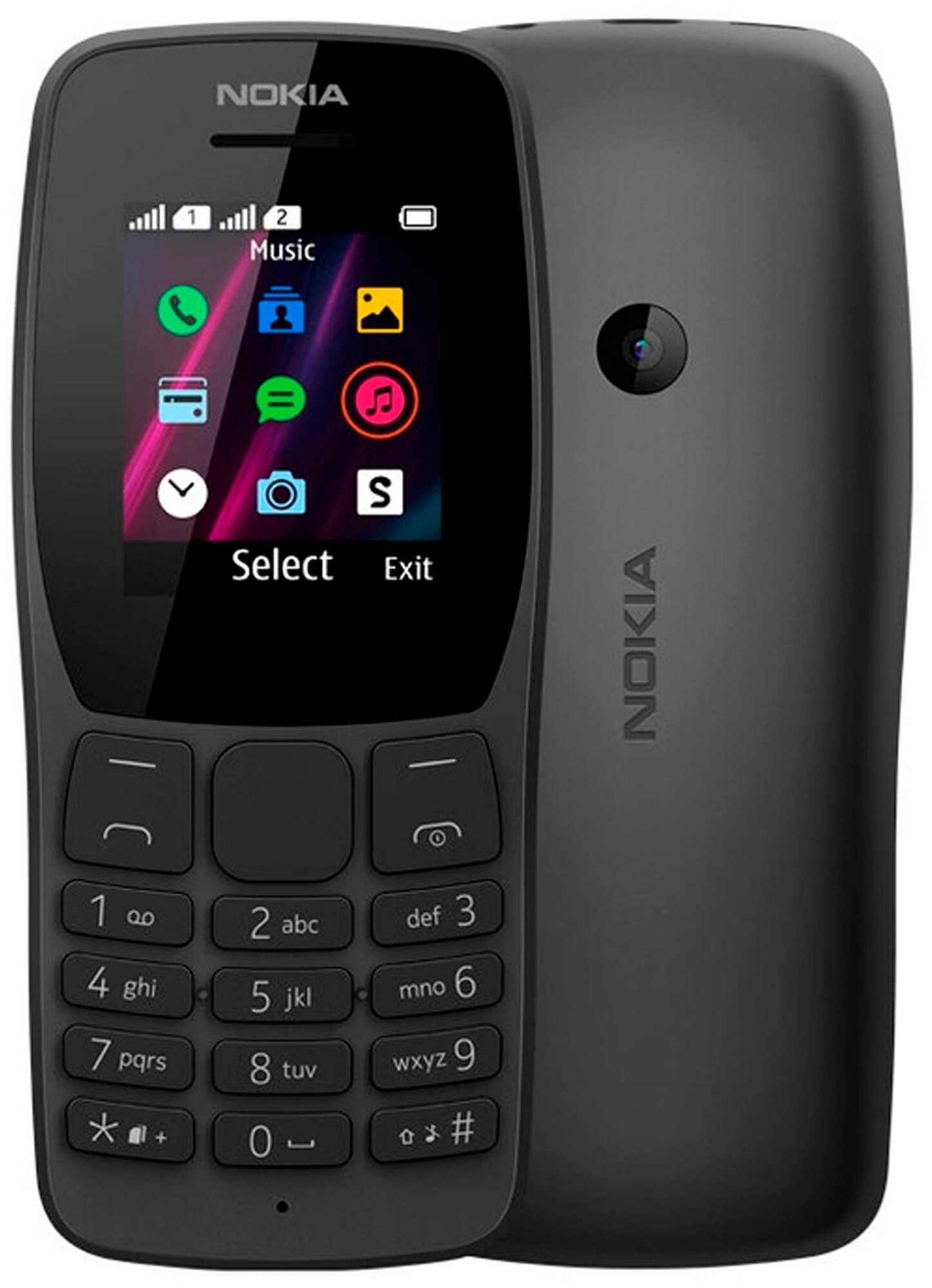 Nokia 110 2019, 2 SIM, черный