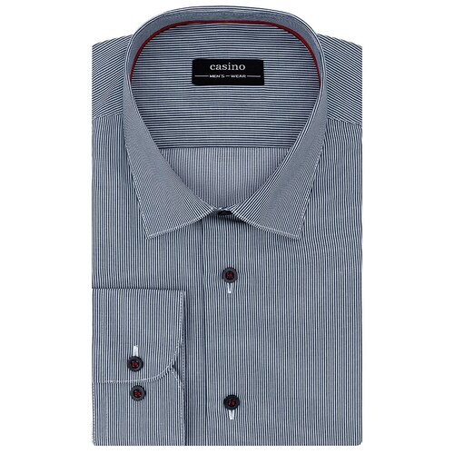 фото Рубашка мужская длинный рукав casino c221/157/1800/z/1p, полуприталенный силуэт / regular fit, цвет синий, рост 174-184, размер ворота 44