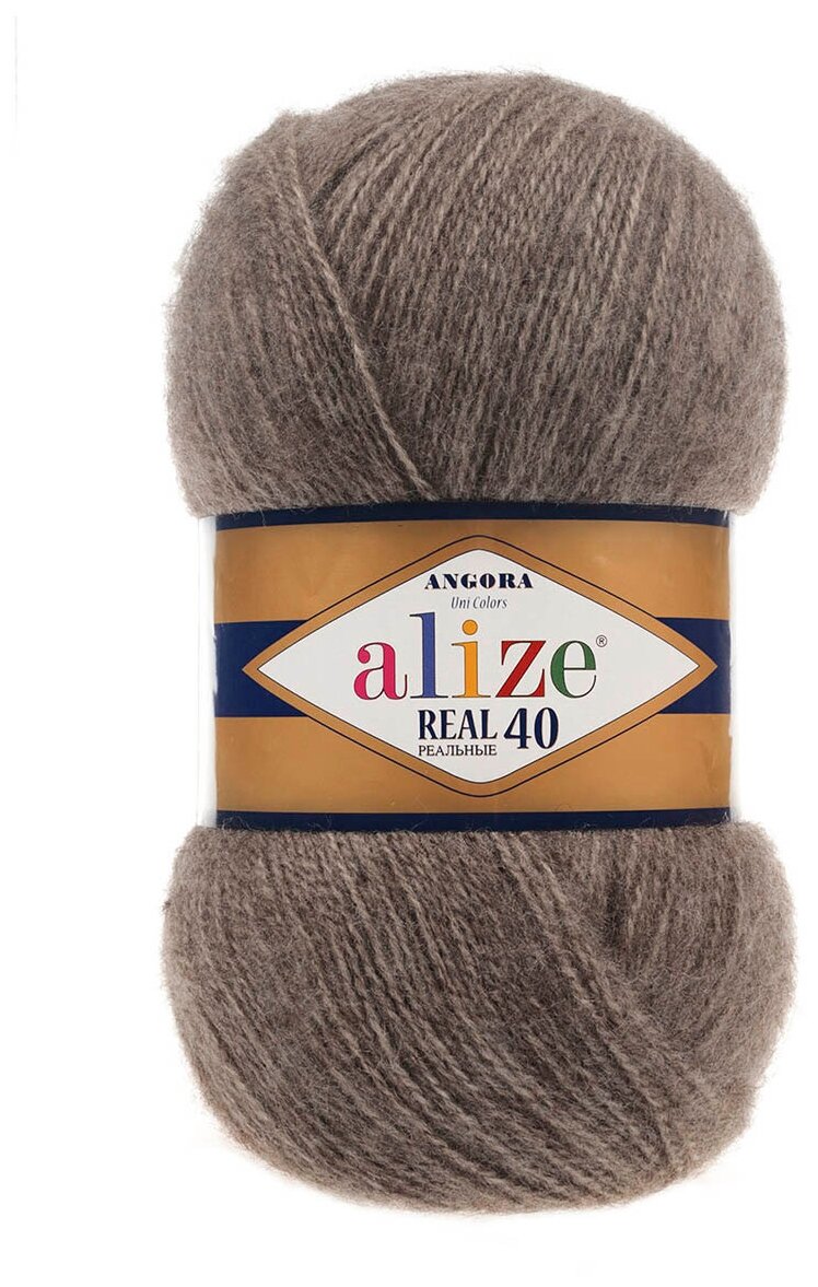 Пряжа для вязания ALIZE 'Angora real 40' 100 гр. 480м (40% шерсть, 60% акрил) (553 коричневый меланж), 5 мотков