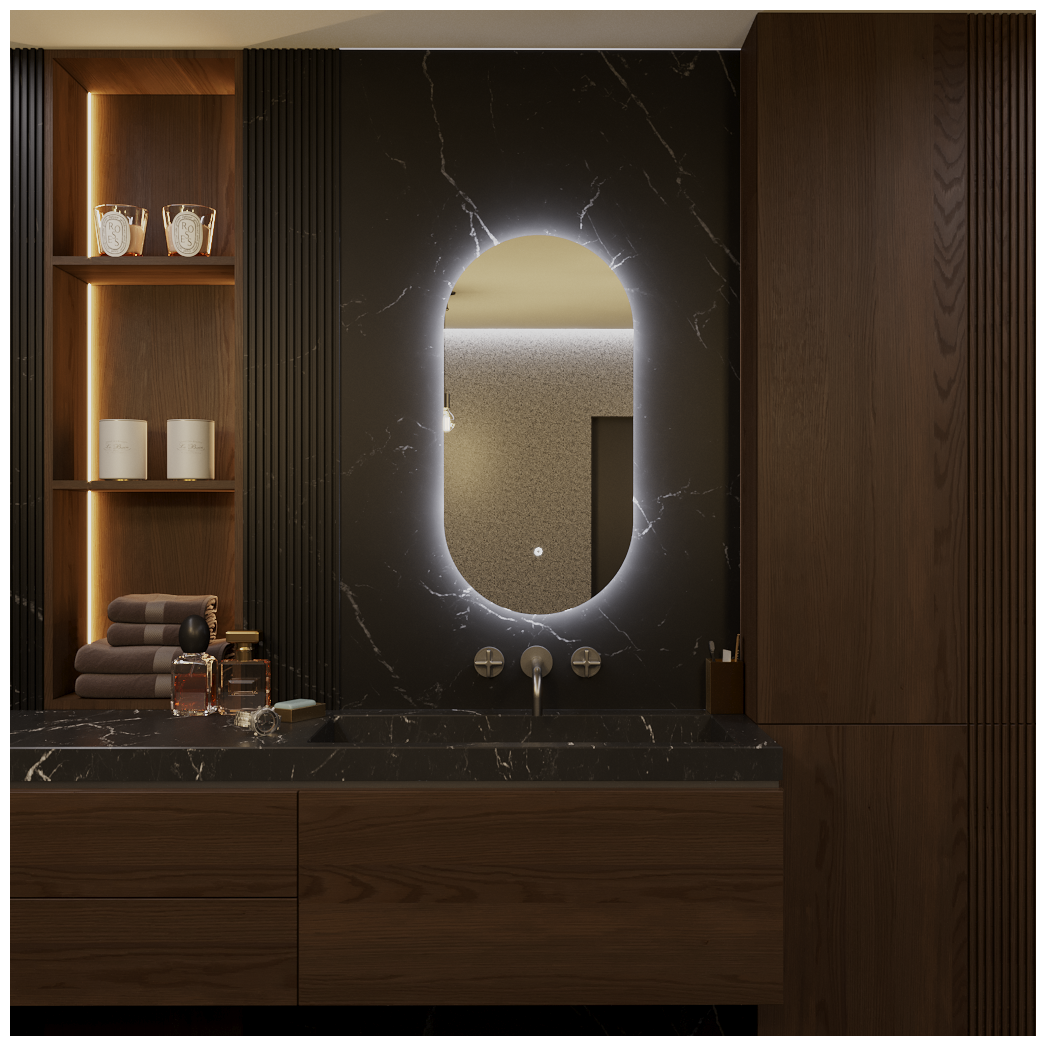Зеркало Олимпия 100*50 "парящее" для ванной с холодной LED-подсветкой - фотография № 5