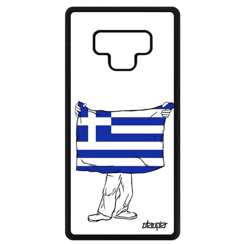 фото Качественный чехол на телефон // samsung galaxy note 9 // "флаг греции с руками" государственный дизайн, utaupia, белый