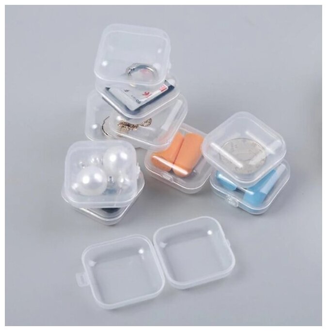 Пластиковые мини-контейнеры для хранения ювелирных изделий, 10 шт. / Пластиковый прозрачный органайзер для мелких вещей - фотография № 5