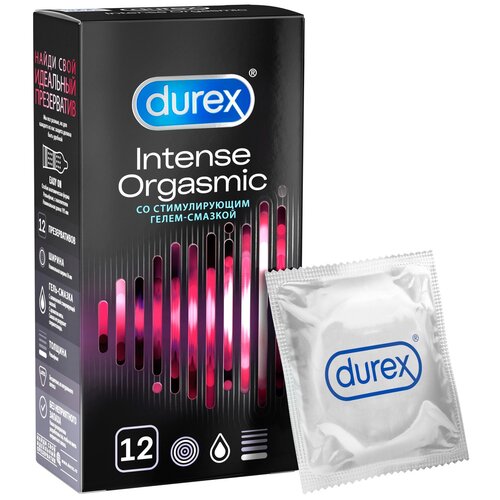 Купить Презервативы Durex Intense Orgasmic, 12 шт., бесцветный/черный, натуральный латекс