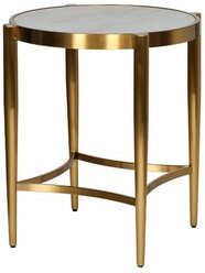 Стол золотистый со стеклянной столешницей под мрамор