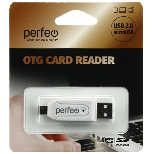 Картридер Perfeo PF-VI-O004 SD/MMC/microSD/MS/M2, white new micro usb otg adapter 2 0 otg hub converter for android phone for samsung cable card reader otg cable reader camera
