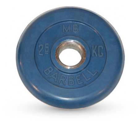 Диск MB Barbell d 51 мм обрезиненный, цветной 2,5 кг (синий)