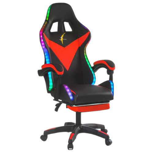 Кресло игровое SL™ ZEUS YS-900 черно-красное, с подсветкой и подставкой для ног