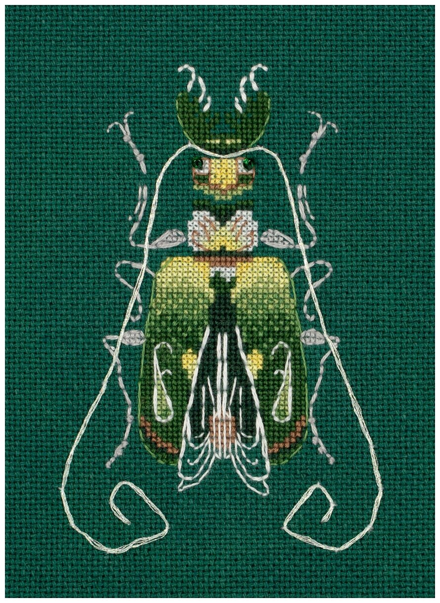 Набор для вышивания "PANNA" J-7272 "Фантазийные жуки. Изумруд и лимон"