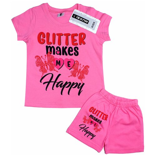 Комплект одежды MUXSI, футболка и шорты, классический стиль, размер 28/30, розовый