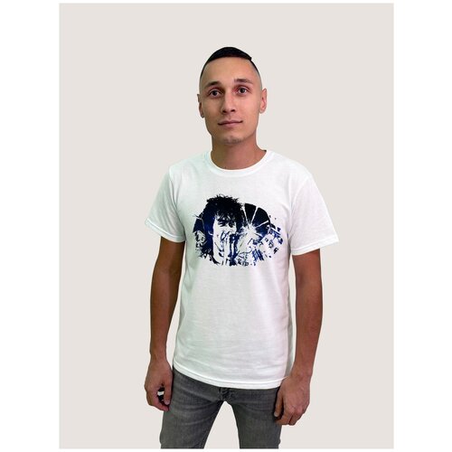фото Футболка мужская белая из хлопка с dtf принтом музыка виктор цой - 441 будь на стиле
