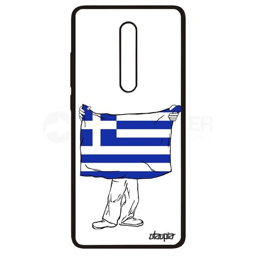 фото Красивый чехол для телефона // xiaomi mi 9t pro // "флаг греции с руками" стиль туризм, utaupia, белый