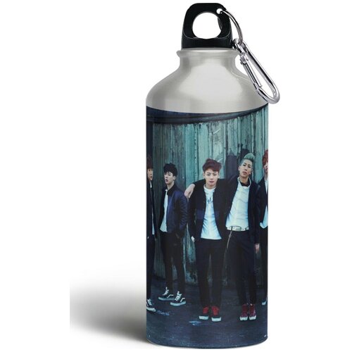 Бутылка спортивная/туристическая фляга музыка BTS бтс (Джимин, Шуга, Намджун) - 8613
