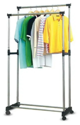 Двойная напольная вешалка Subor DOUBLE POLE для одежды на колесиках / стойка для одежды / вешалка рейл - фотография № 16