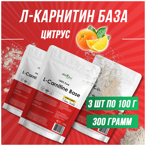 Л-Карнитин База для похудения, сжигания жира, энергии Atletic Food 100% Pure L-Carnitine Powder 300 г, цитрус 1win l carnitine women л карнитин тартрат жиросжигатель энергетик для женщин 90 капсул